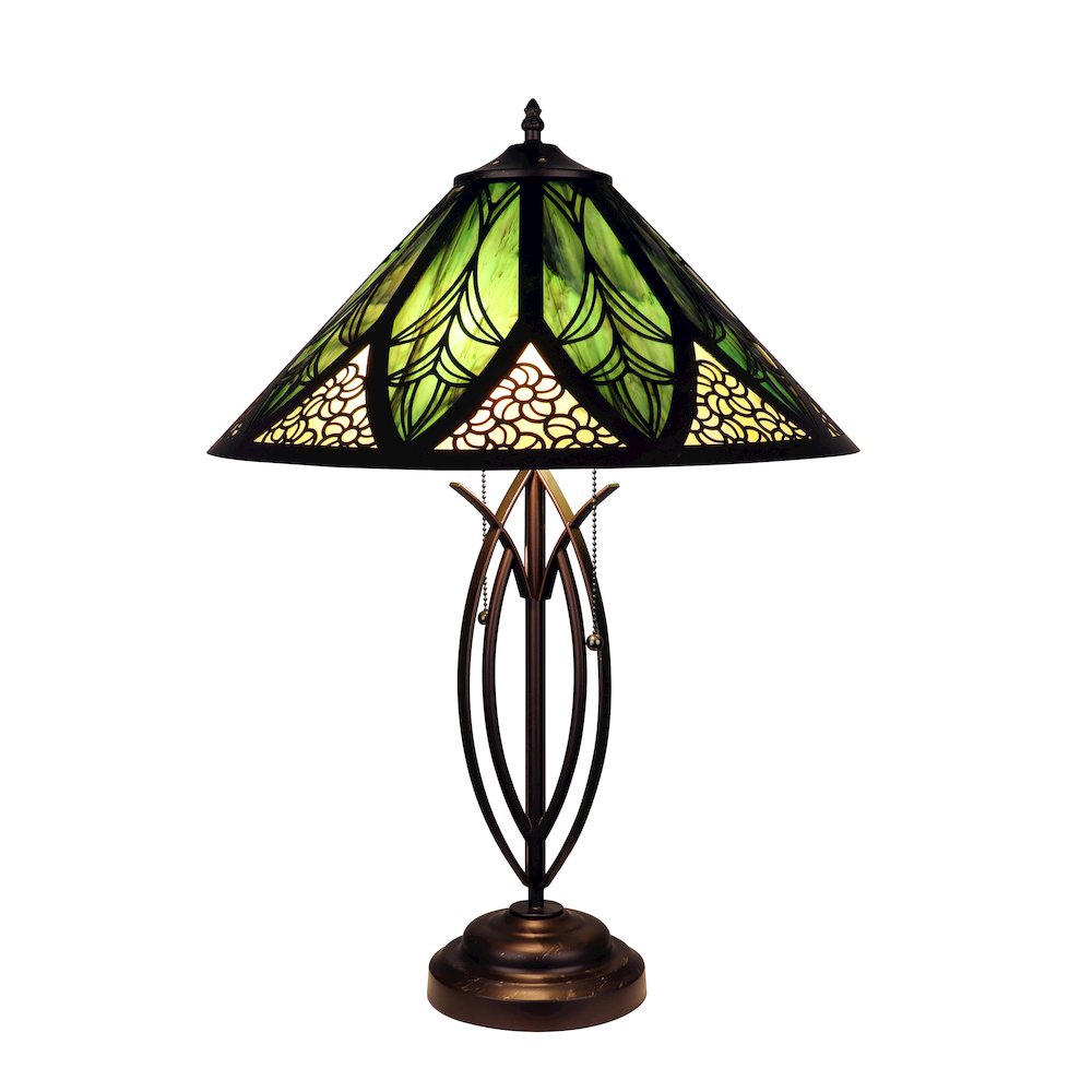 Retro-Style Stained Glass 2-Light Table Lamp 18'' Shade - CHLOE Lighting