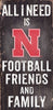 Nebraska Cornhuskers Sign Wood 6x12 Football Friends and Family Design Black - Fan Creations