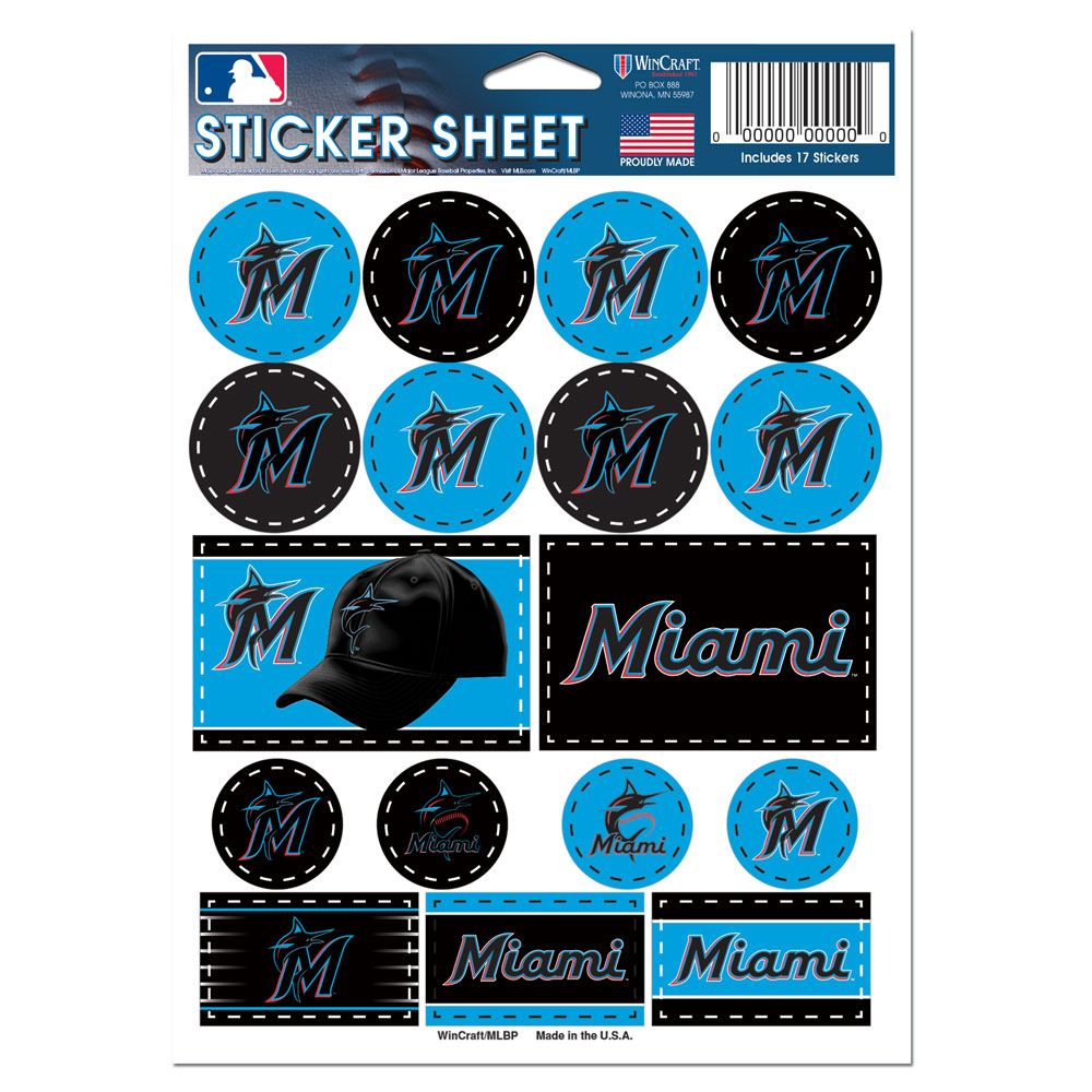 Miami Marlins Decal Sheet 5x7 Vinyl - WinCraft