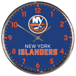 New York Islanders Clock Round Wall Style Chrome Periodic Restock - WinCraft