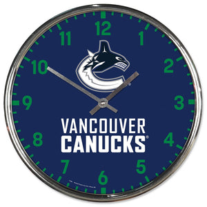 Vancouver Canucks Clock Round Wall Style Chrome Periodic Restock - WinCraft