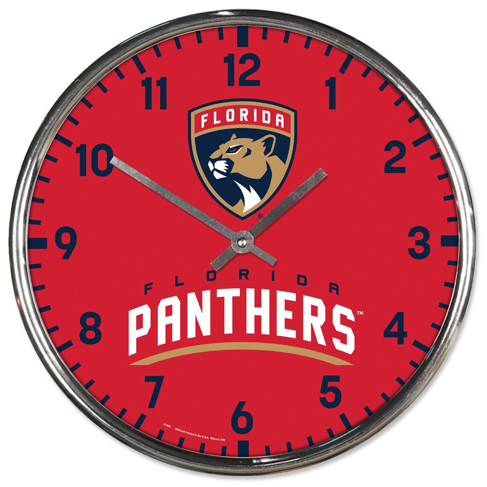 Florida Panthers Clock Round Wall Style Chrome Periodic Restock - WinCraft