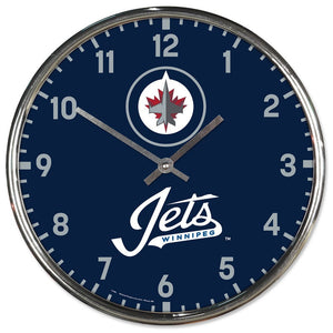 Winnipeg Jets Clock Round Wall Style Chrome Periodic Restock - WinCraft