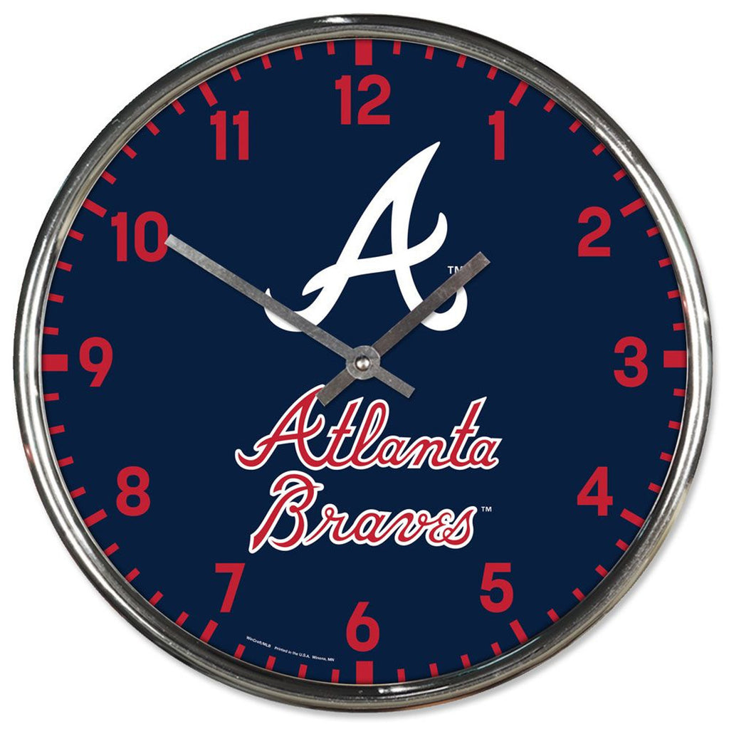 Atlanta Braves Clock Round Wall Style Chrome - Wincraft