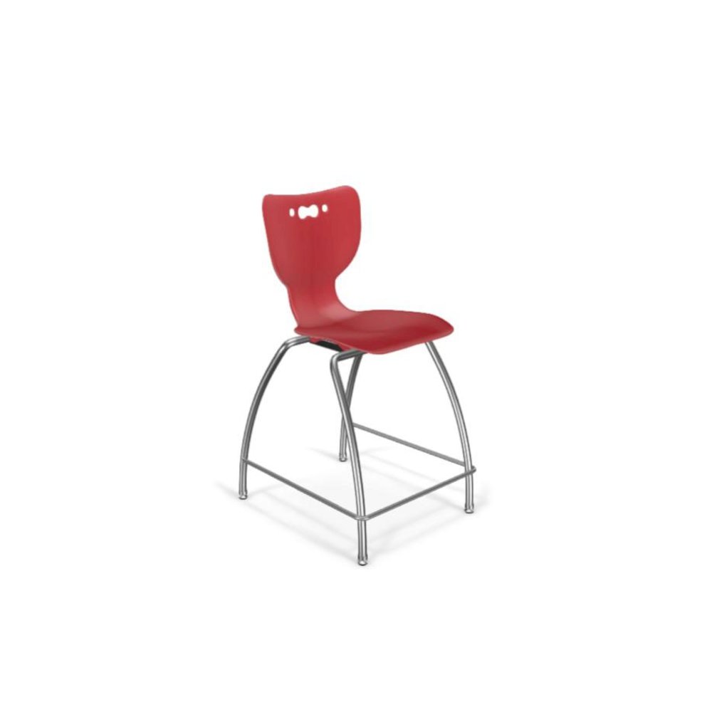 Hierarchy Stool - 4-Leg Stool (24 inch) - Red- No Arms- Chrome Base - - Moore