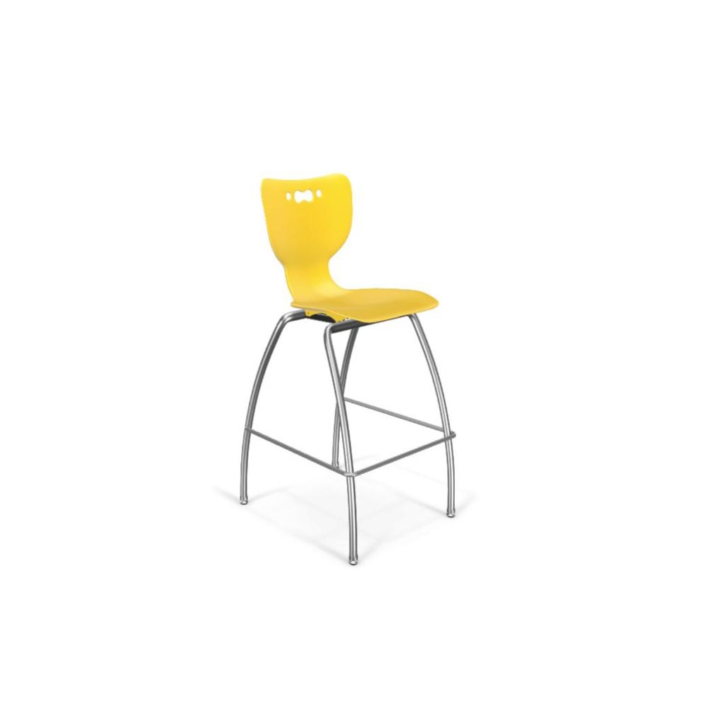 Hierarchy Stool - 4-Leg Stool (30  inch) - Yellow- No Arms- Chrome Base - Moore