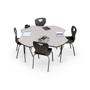 Activity Table - 48'' Clover - Gray Nebula Top Surface - Black Edgeband - BALT