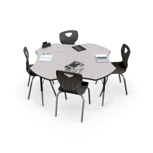 Activity Table - 48'' Clover - Gray Nebula Top Surface - Black Edgeband - BALT