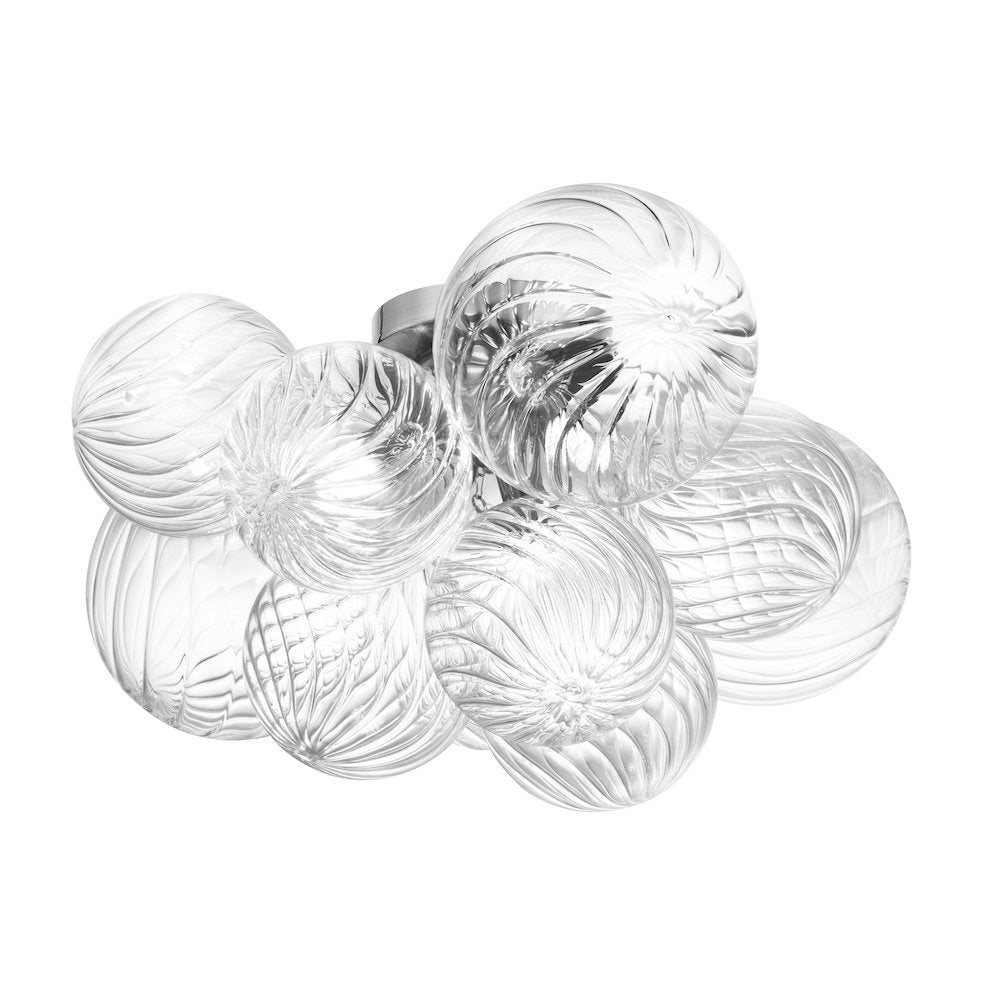 3 Light Halogen Flush Mount Polished Chrome with Clear Spiral Glass - Dainolite