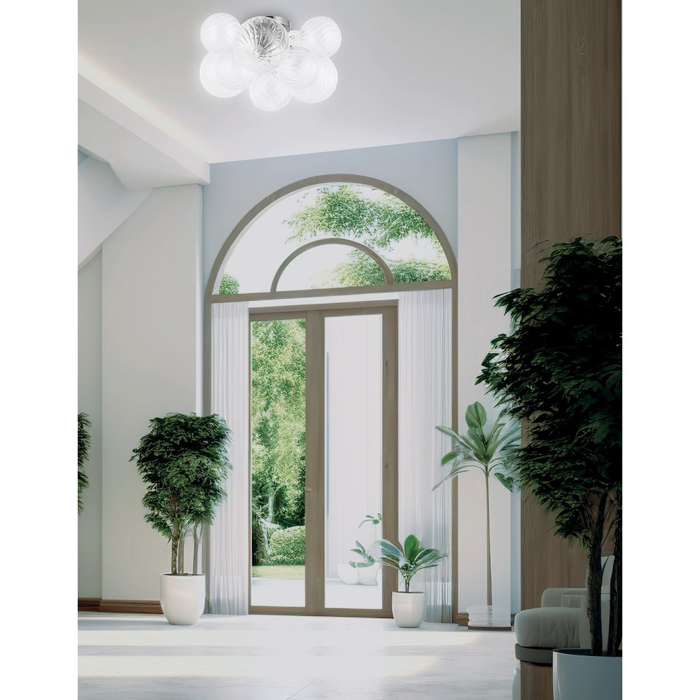 3 Light Halogen Flush Mount Polished Chrome with Clear Spiral Glass - Dainolite