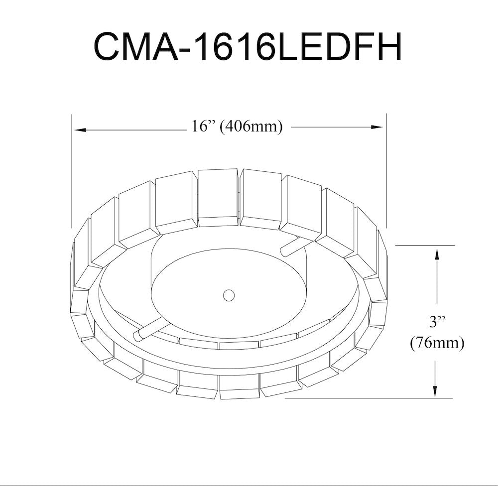 16W Flush Mount Matte Black with Clear Acrylic - Dainolite