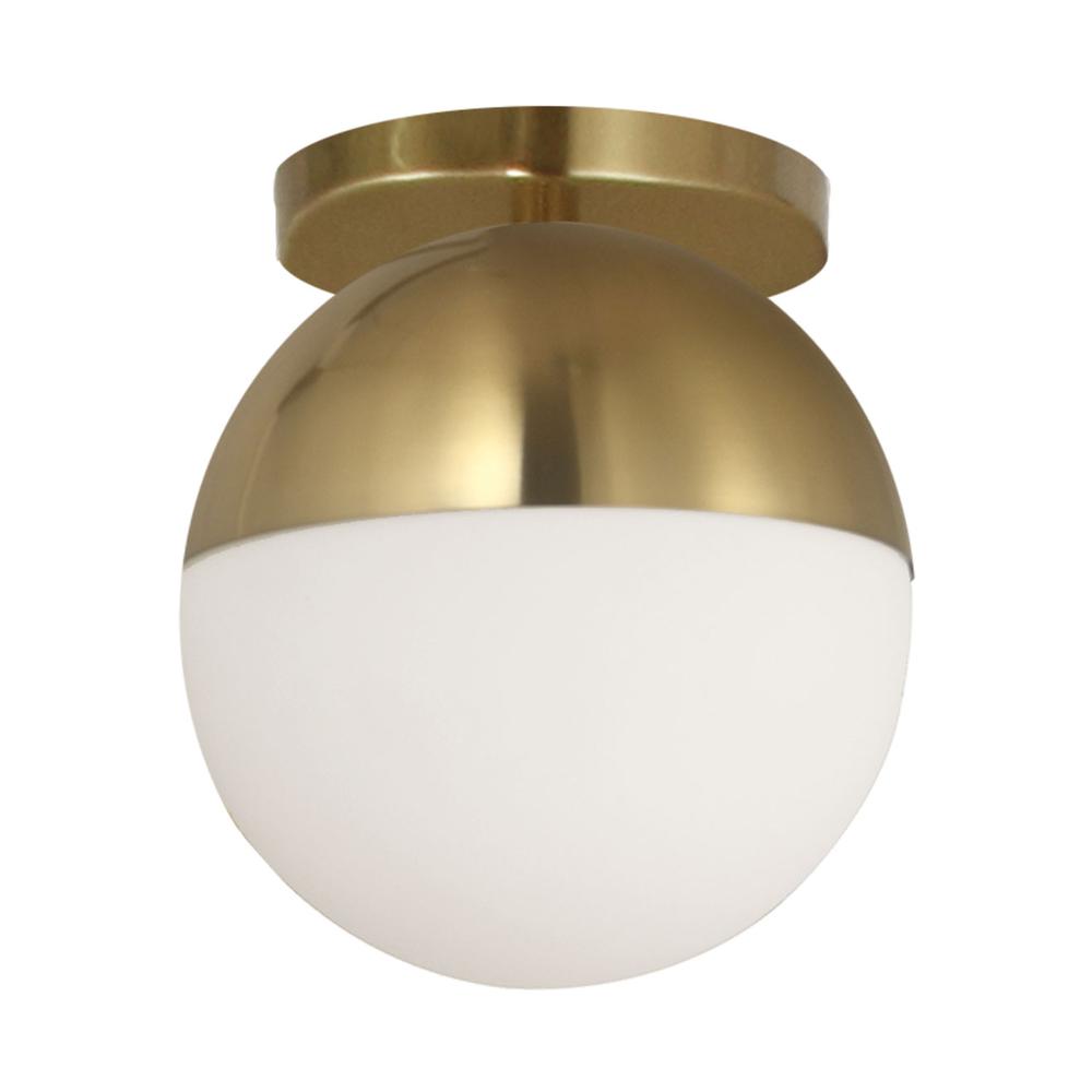 1LT Flush Mount, AGB, WH Glass - Dainolite