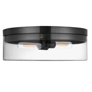 2 Light Incandescent Flush Mount Matte Black with Clear Glass - Dainolite