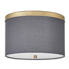 2 Light Flush Mount Aged Brass with Grey Shade - Dainolite