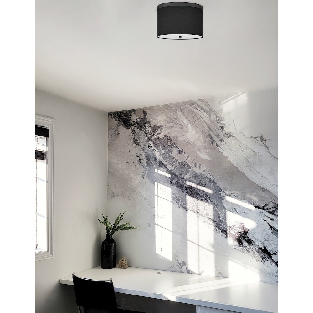 2 Light Flush Mount Matte Black with Black Shade - Dainolite