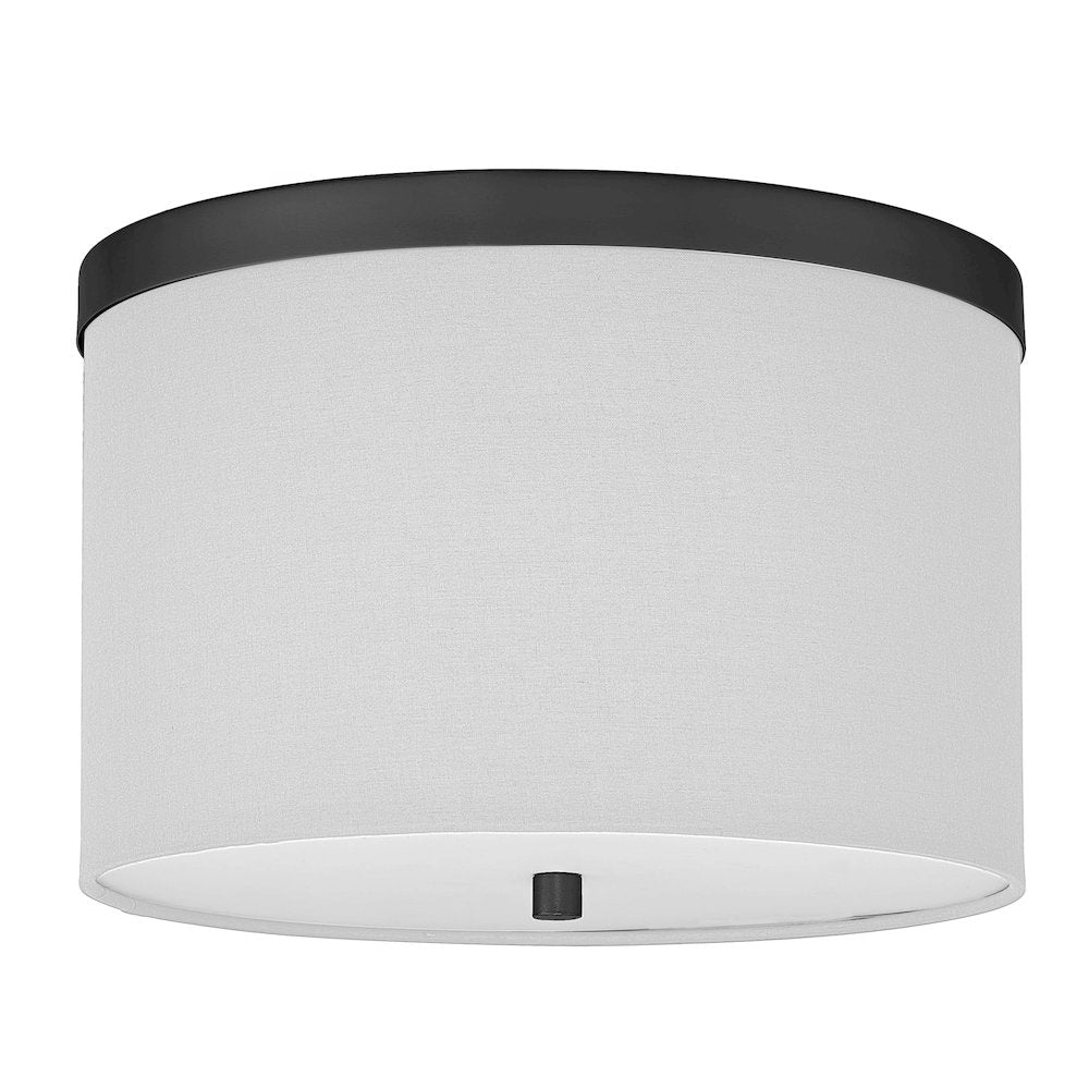 2 Light Flush Mount Matte Black with White Shade - Dainolite