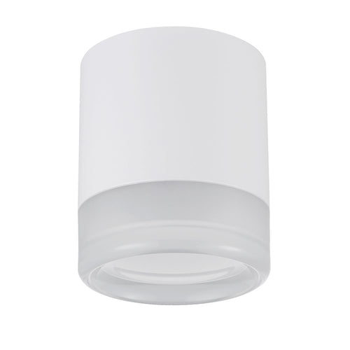 15W Matte White Flush Mount w/ Clear & Frosted Acrylic Diffuser - Dainolite