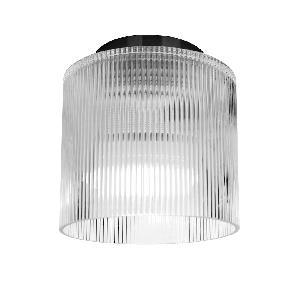 1 Light Flush Mount in Matte Black w/ Fluted Glass - Dainolite