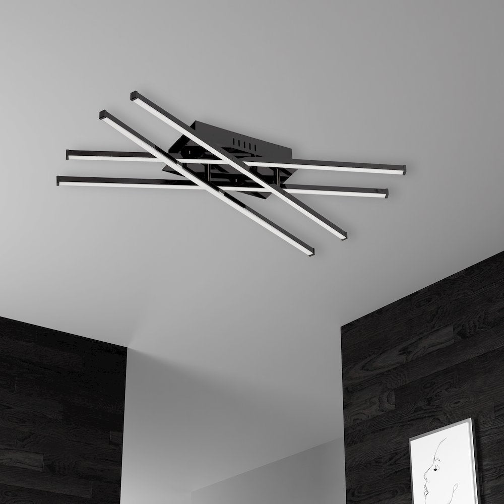 25W LED Flush Mount Matte Black with White Acrylic Diffuser - Dainolite