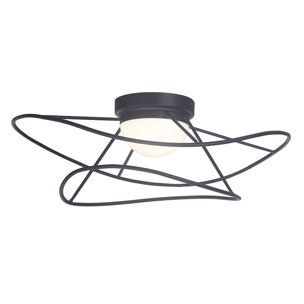 12W Flush Mount Matte Black with White Acrylic Diffuser - Dainolite