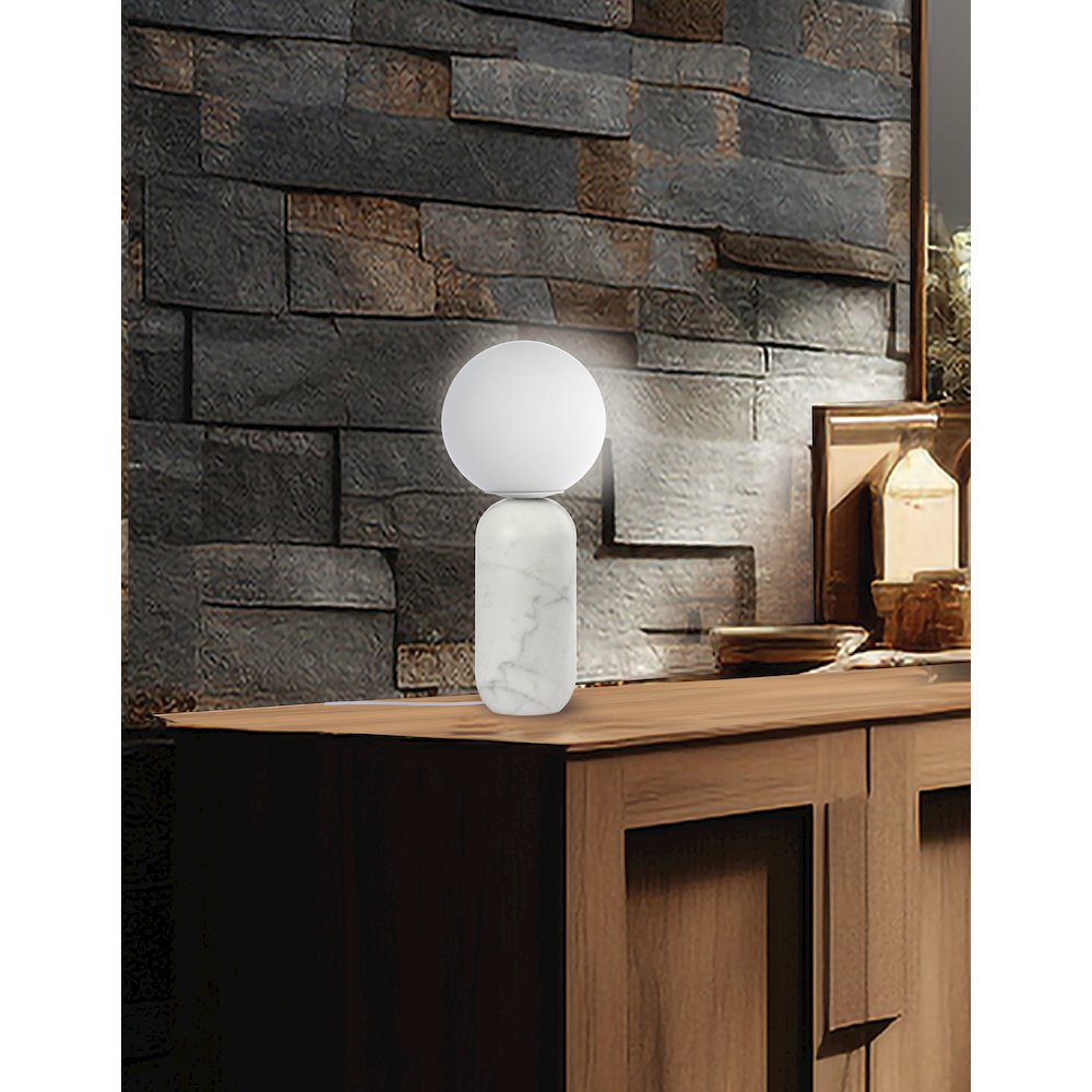 1 Light Alabaster Table Lamp w/ Opal Glass - Dainolite