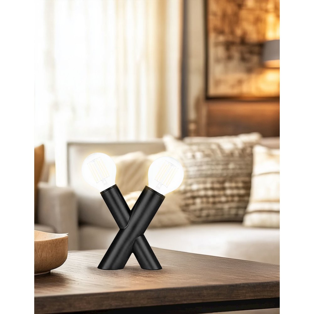 2 Light Table Lamp in Matte Black - Dainolite