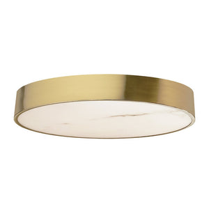 40W Flush Mount in Aged Brass w/ Alabaster Diffuser - Dainolite