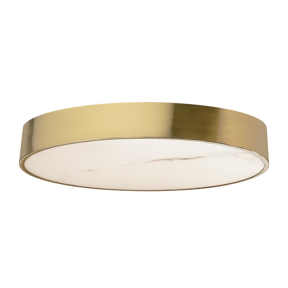 40W Flush Mount in Aged Brass w/ Alabaster Diffuser - Dainolite