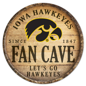 Iowa Hawkeyes Sign Wood 14 Inch Round Barrel Top Design - WinCraft
