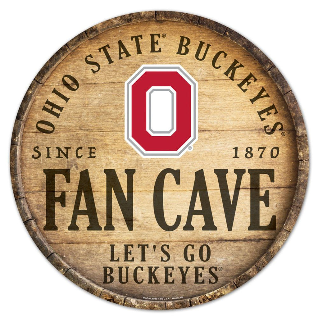 Ohio State Buckeyes Sign Wood 14 Inch Round Barrel Top Design - WinCraft