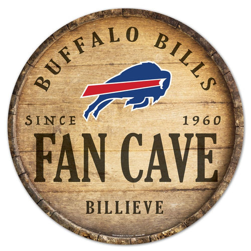 Buffalo Bills Sign Wood 14 Inch Round Barrel Top Design - WinCraft