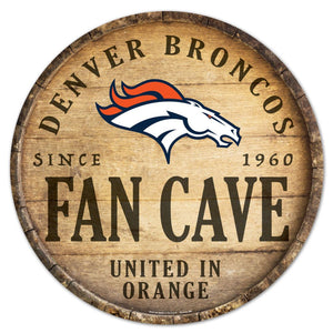 Denver Broncos Sign Wood 14 Inch Round Barrel Top Design - WinCraft