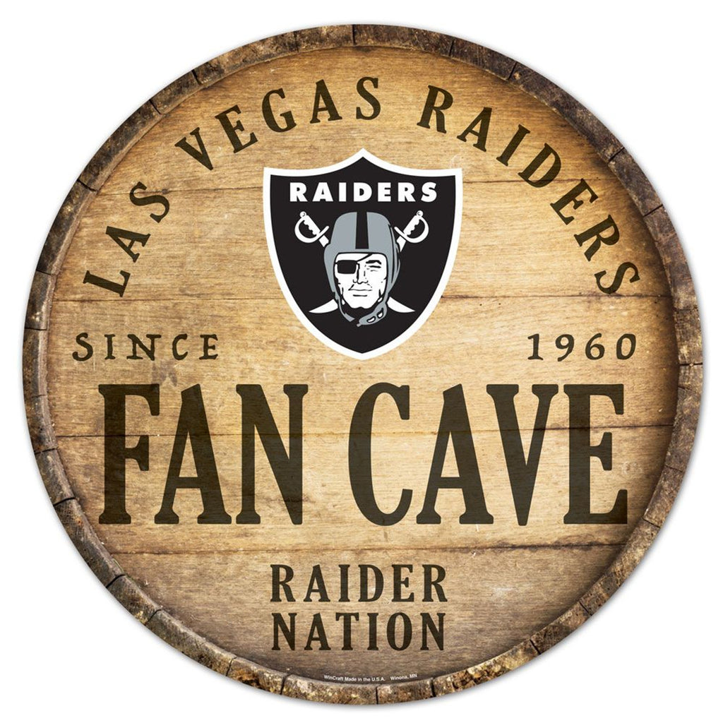 Las Vegas Raiders Sign Wood 14 Inch Round Barrel Top Design - WinCraft