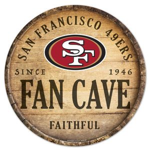 San Francisco 49ers Sign Wood 14 Inch Round Barrel Top Design - WinCraft