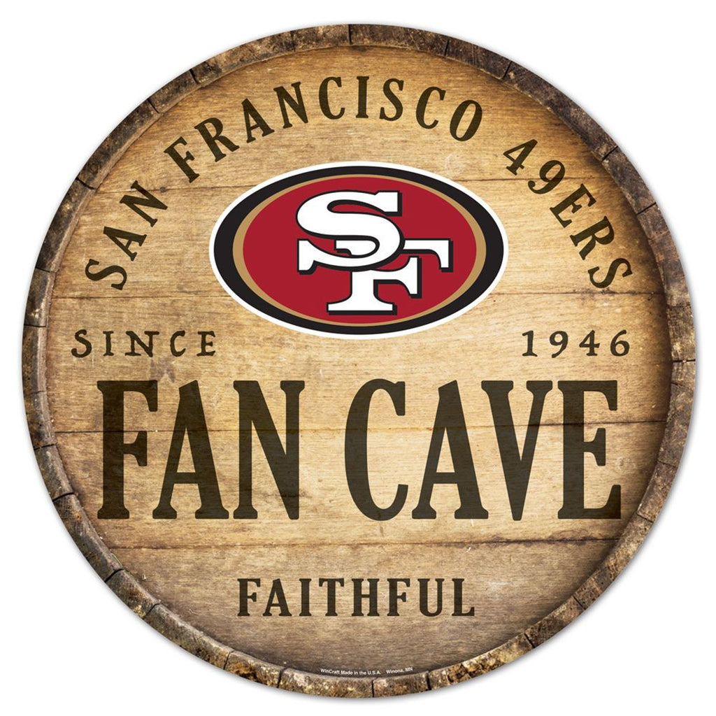 San Francisco 49ers Sign Wood 14 Inch Round Barrel Top Design - WinCraft