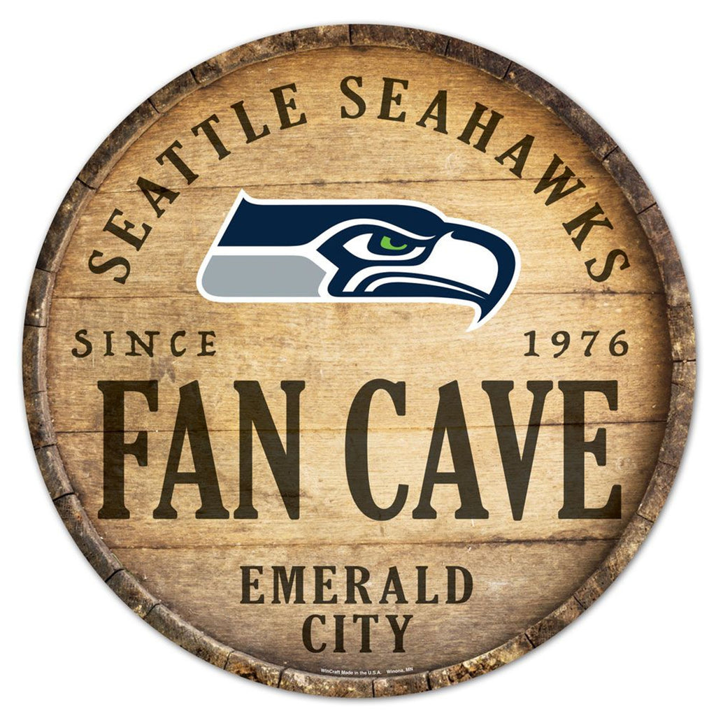 Seattle Seahawks Sign Wood 14 Inch Round Barrel Top Design - WinCraft