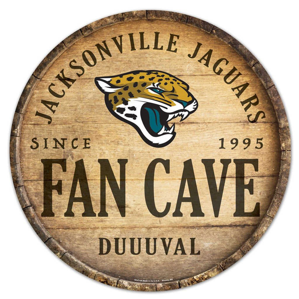 Jacksonville Jaguars Sign Wood 14 Inch Round Barrel Top Design - WinCraft