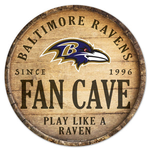 Baltimore Ravens Sign Wood 14 Inch Round Barrel Top Design - WinCraft