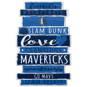 Dallas Mavericks Sign 11x17 Wood Family Word - WinCraft