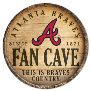 Atlanta Braves Sign Wood 14 Inch Round Barrel Top Design - WinCraft