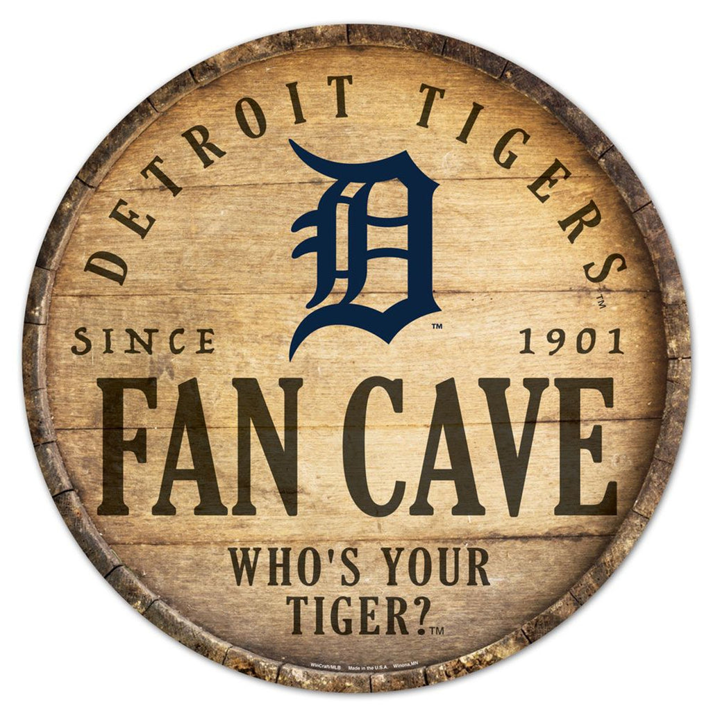 Detroit Tigers Sign Wood 14 Inch Round Barrel Top Design - WinCraft