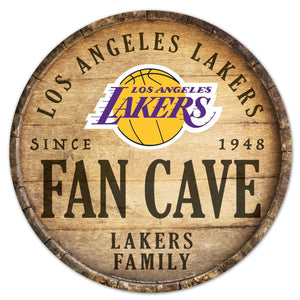 Los Angeles Lakers Sign Wood 14 Inch Round Barrel Top Design - Special Order - WinCraft