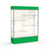 Spirit  60''W x 80''H x 16''D  Lighted Floor Case, Plaque Back, Satin Finish, Kelly Green Base and Top - Waddell