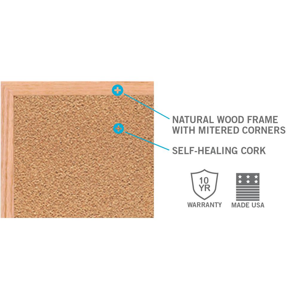 Ghent Natural Cork Bulletin Board with Wood Frame, 3'H x 4'W