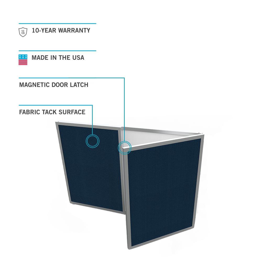 VisuALL PC Whiteboard Cabinet with Fabric Bulletin Board Exterior Doors, Blue - Ghent