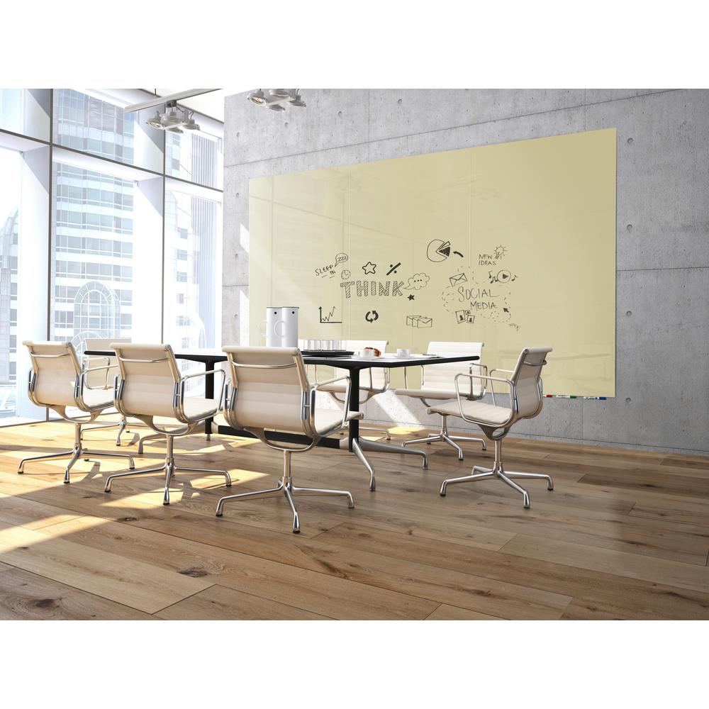 Ghent Aria 4'H x 3'W Magnetic Glass White Board, Blue Surface, Vertical, 4 Rare Earth Magnets, 4 Markers and Eraser