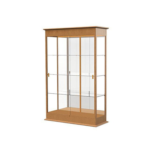 Varsity  48''W x 77''H x 18''D  Lighted Floor Case, Sliding Doors, Mirror Back, Carmel Oak Finish - Waddell
