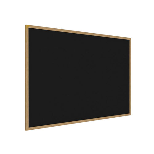 48.5''x144.5'' Wood Fr, Oak Finish Recycled Rubber Bulletin Board - Black - Ghent