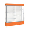 Spirit  72''W x 80''H x 16''D  Lighted Floor Case, White Back, Satin Finish, Orange Base and Top - Waddell