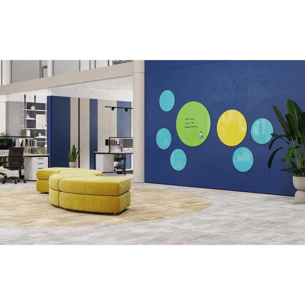 Ghent Coda Low Profile Circular Glassboard, Magnetic, Yellow, 48'' Diameter